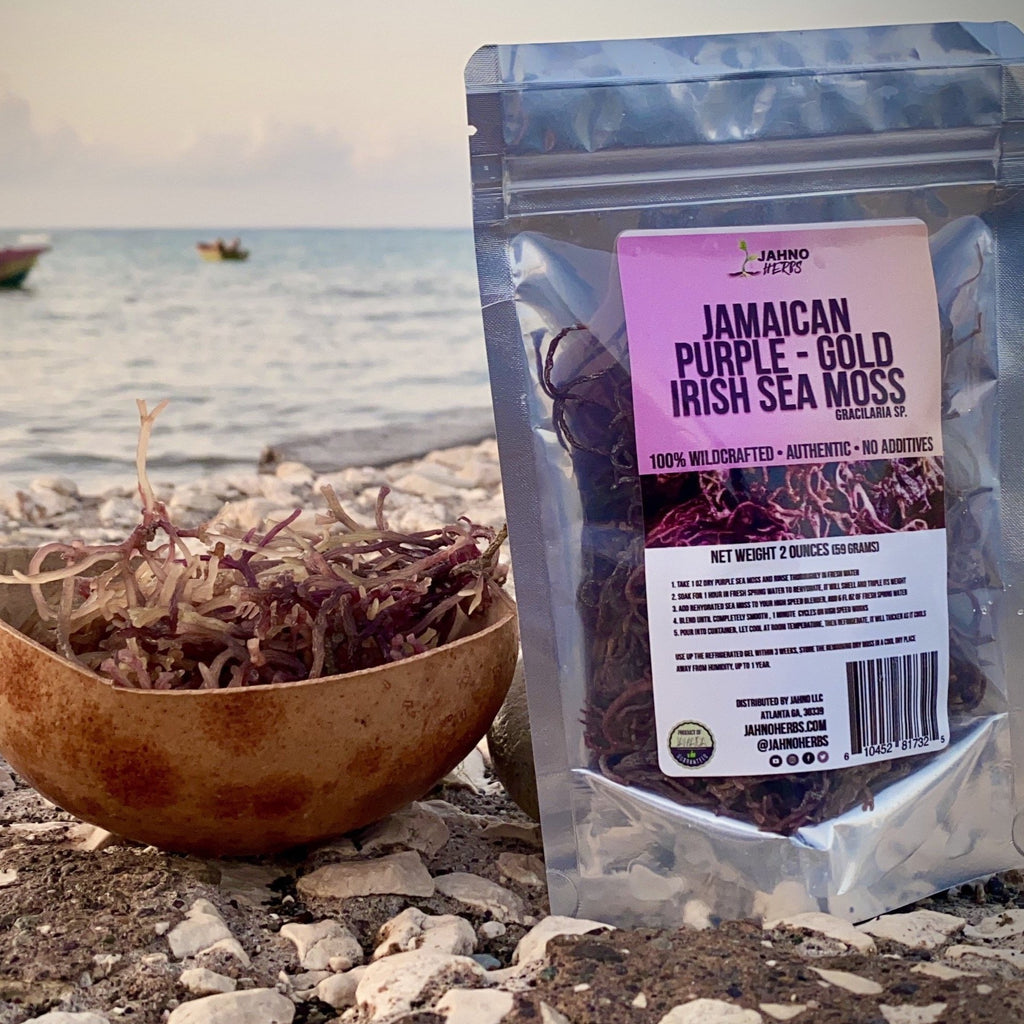 Jamaican Purple Gold Sea Moss (Raw, Wildcrafted) 2oz - Jahno Herbs