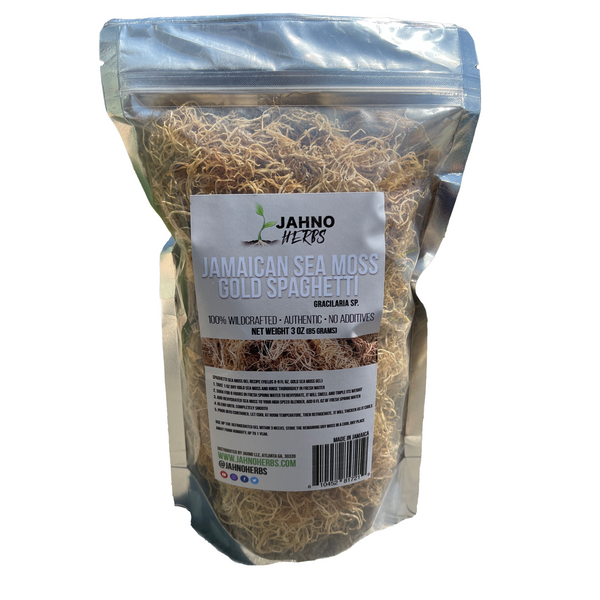 Sea Moss Gold Spaghetti (Wildcrafted) 3 oz Origins: Jamaican - Jahno Herbs